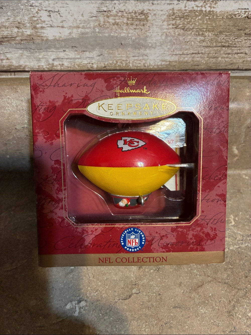 Hallmark Keepsake KC Chiefs NFL Football Ornament in Red and Yellow 1997